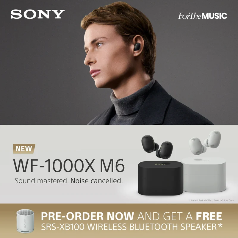 Écouteurs sans fil à réduction de bruit Sony WF-1000XM6