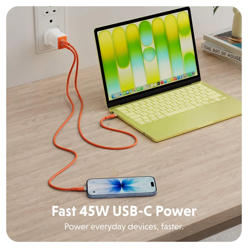 Chargeur mural HyperJuice Flex 45 W GaN - Orange (Royaume-Uni)
