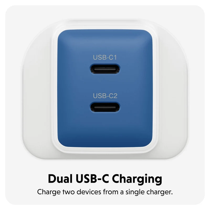 Chargeur mural HyperJuice Flex 45 W GaN - Bleu (Royaume-Uni)