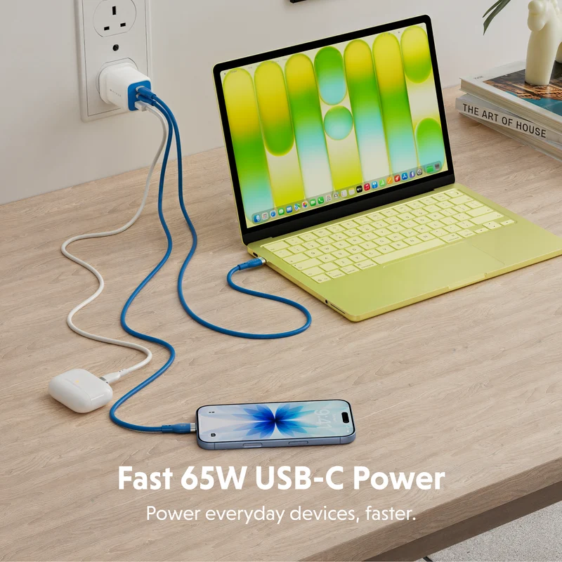 Chargeur GaN HyperJuice Flex 65 W - Bleu (UE)