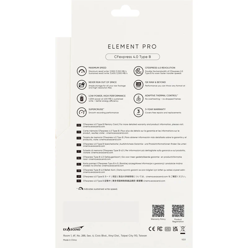 Exascend 256GB Element Pro CFexpress 4.0 Type B Memory Card
