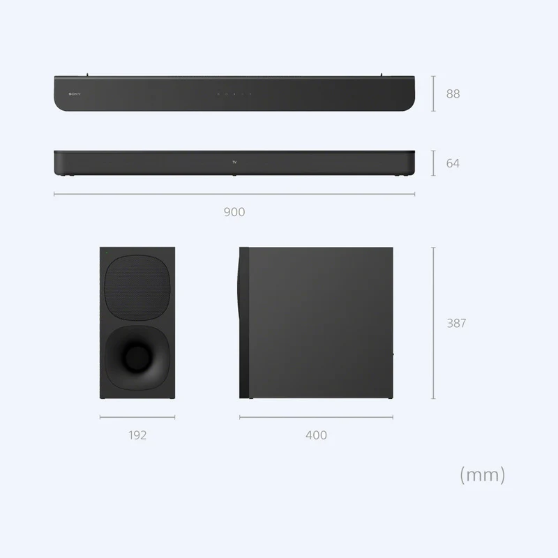 Barre de son Sony 2.1 canaux avec puissant caisson de basses sans fil | HT-S400