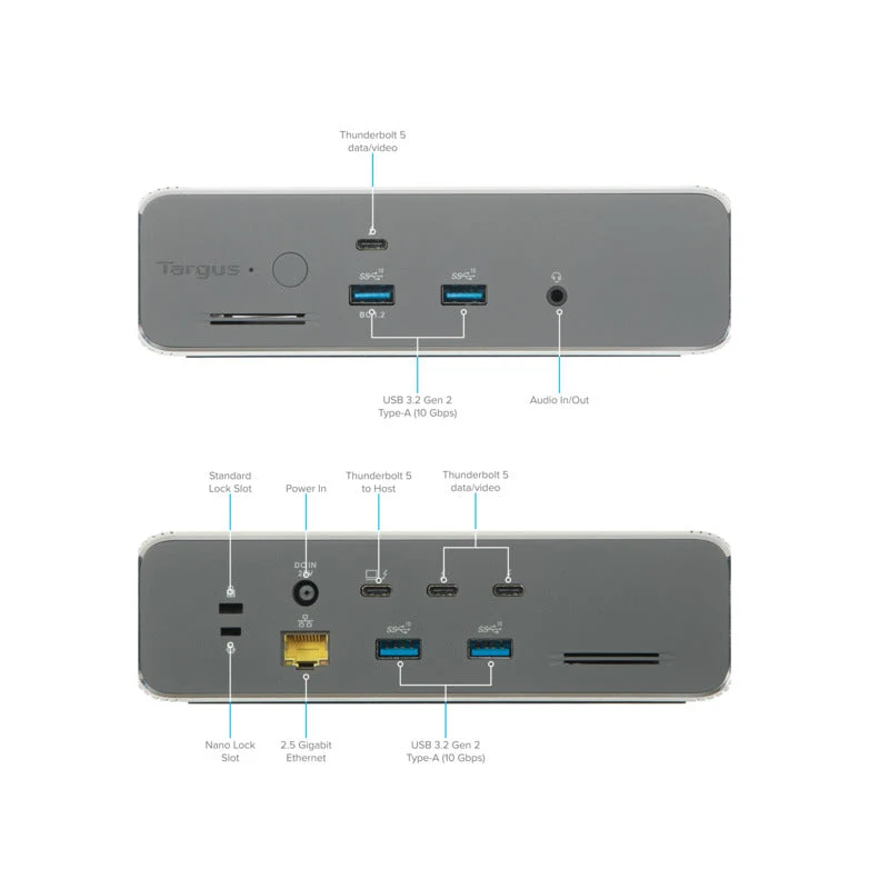 Station d'accueil EcoSmart™ Thunderbolt™ 5 avec double sortie vidéo 8K / triple sortie 4K et adaptateur secteur 140 W