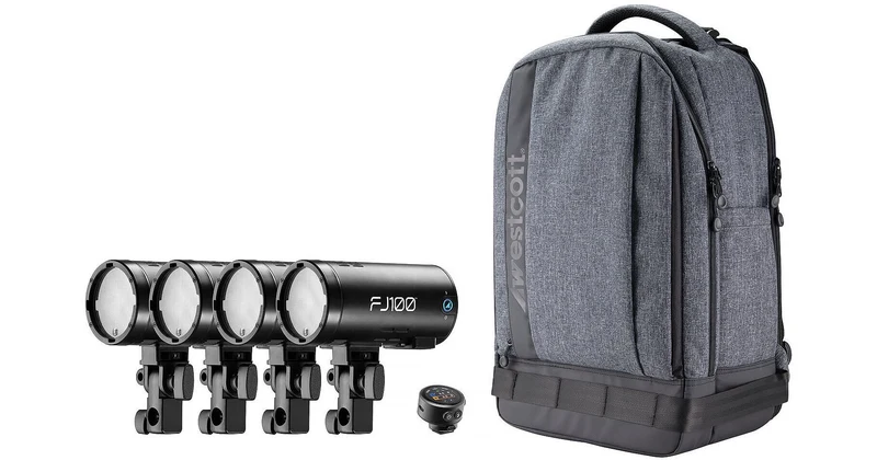 Westcott FJ100 100Ws Off-Camera Strobe with FJ-T1 M Multi-Brand Trigger (4-Light Backpack Kit)