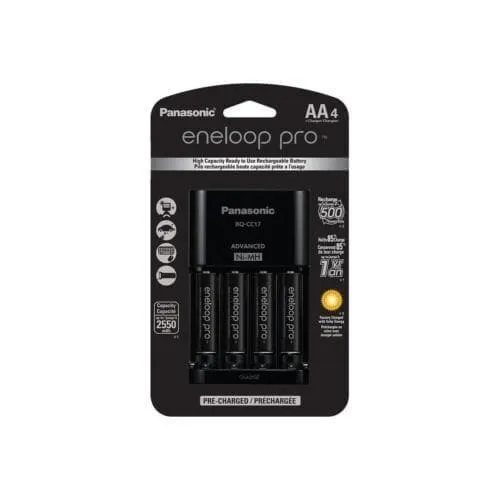 Panasonic Charger with 4 Pro Eneloop AA Size Batteries - Open Box