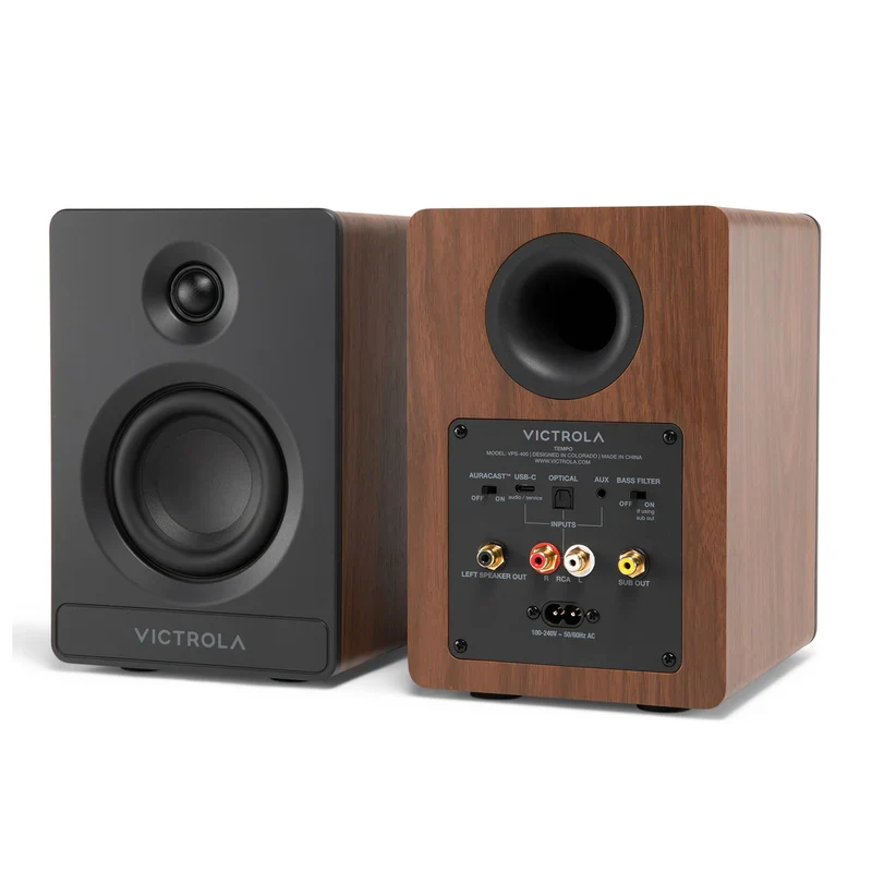 Victrola Tempo Bluetooth Bookshelf Speakers - set of 2 (Walnut)