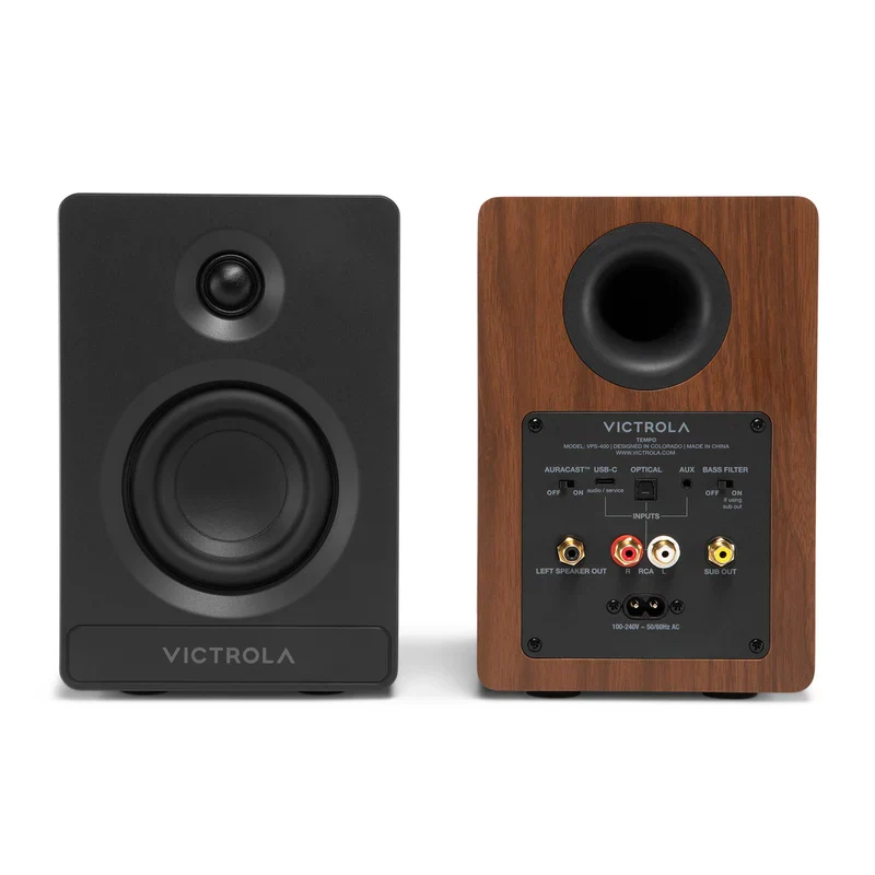 Victrola Tempo Bluetooth Bookshelf Speakers - set of 2 (Walnut)