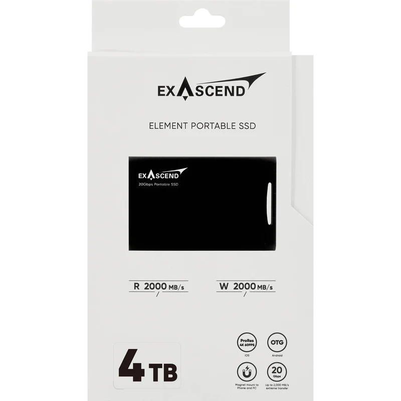 Exascend 4TB Element USB 3.2 Gen 2x2 Portable SSD (Black)