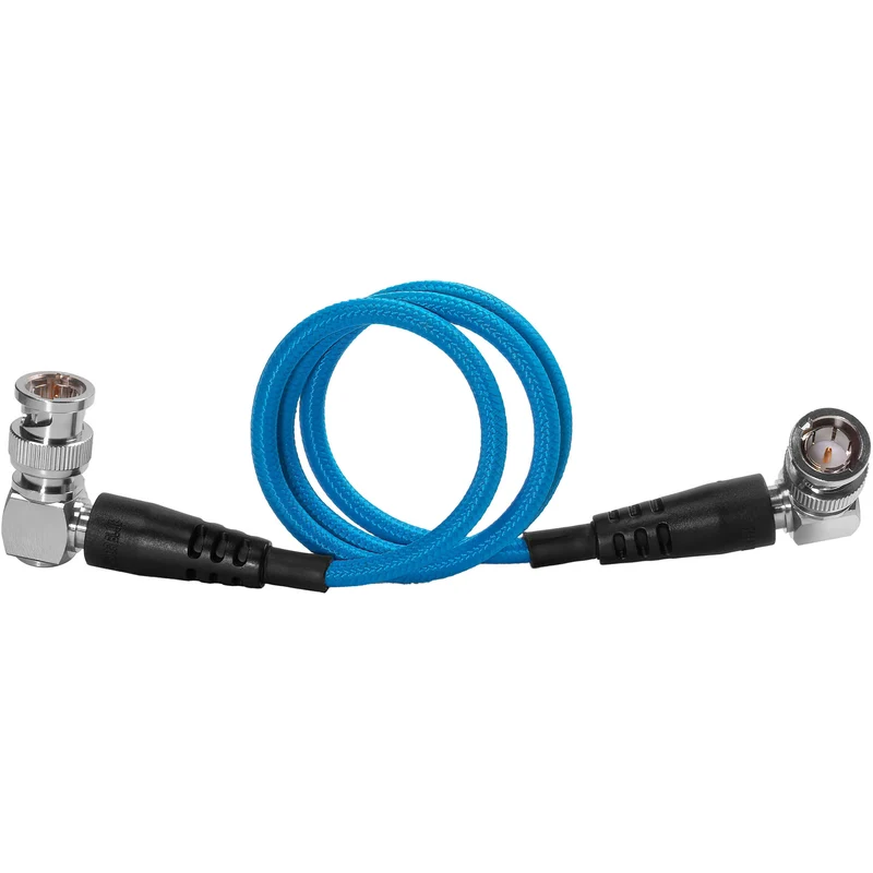 Kondor Blue 18" 12G SDI Straight to Right Angle Cable for 4K 60p Camera Monitors and Transmitters (Kondor Blue)