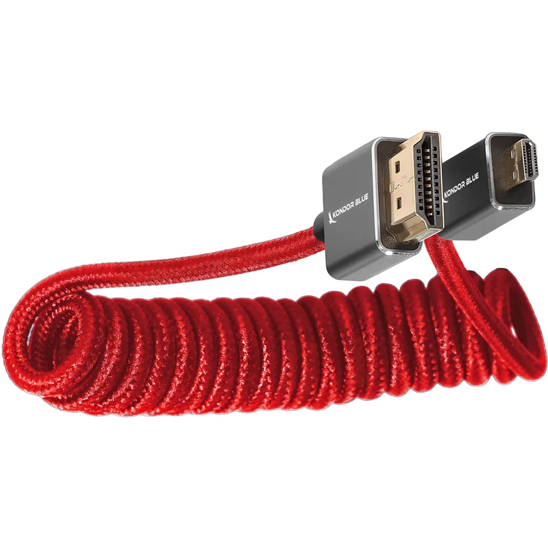 Kondor Blue Coiled Micro HDMI to Full HDMI (12-24") (Cardinal Red)