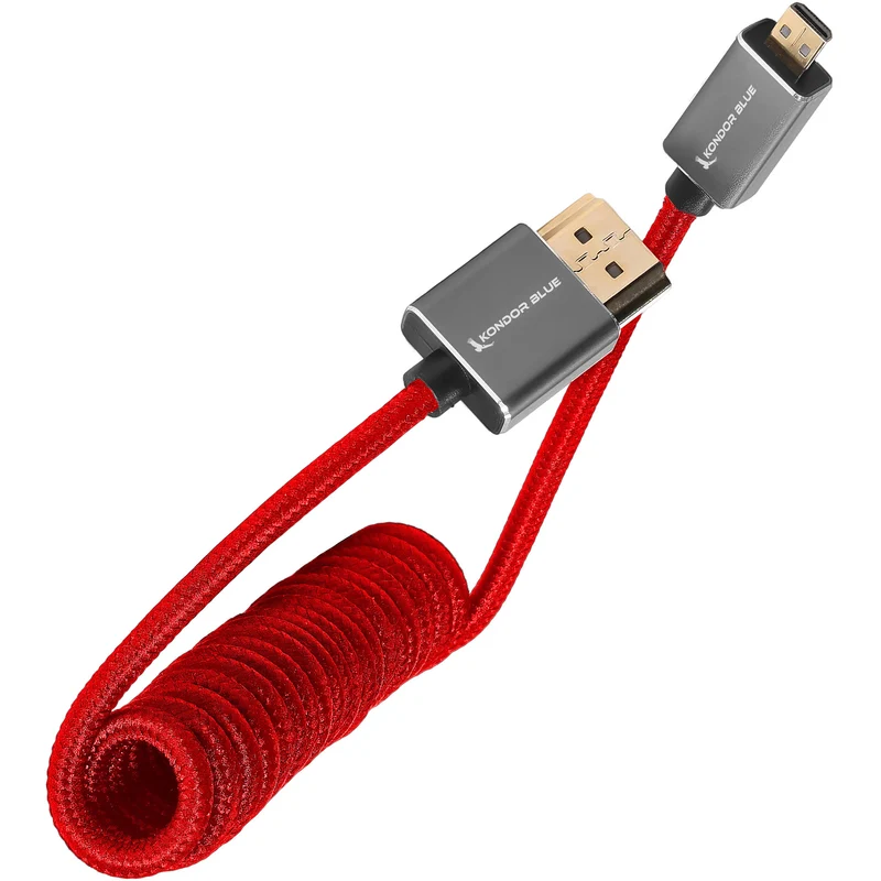 Kondor Blue Coiled Micro HDMI to Full HDMI (12-24") (Cardinal Red)