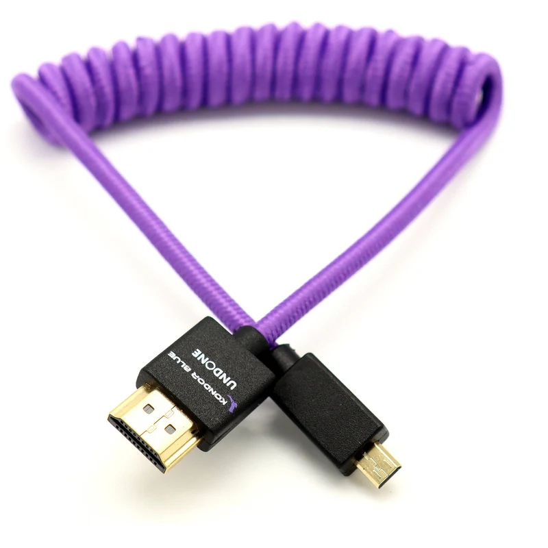 Kondor Blue Gerald Undone MK2 Micro HDMI to Full HDMI Cable 12"-24" Coiled (Purple)