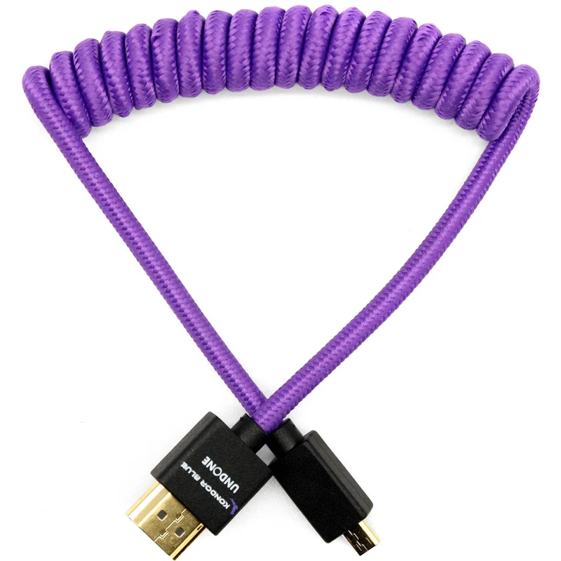 Kondor Blue Gerald Undone MK2 Micro HDMI to Full HDMI Cable 12"-24" Coiled (Purple)