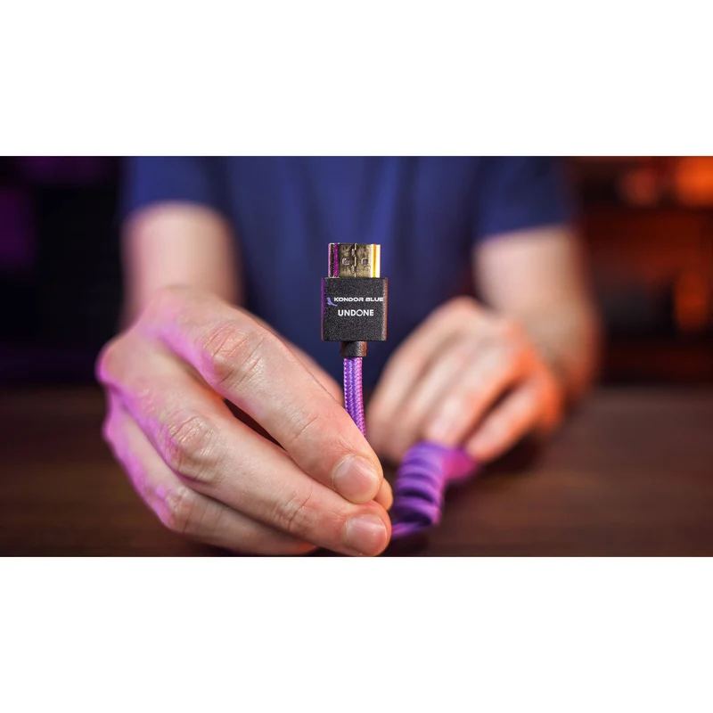 Kondor Blue Gerald Undone MK2 Micro HDMI to Full HDMI Cable 12"-24" Coiled (Purple)