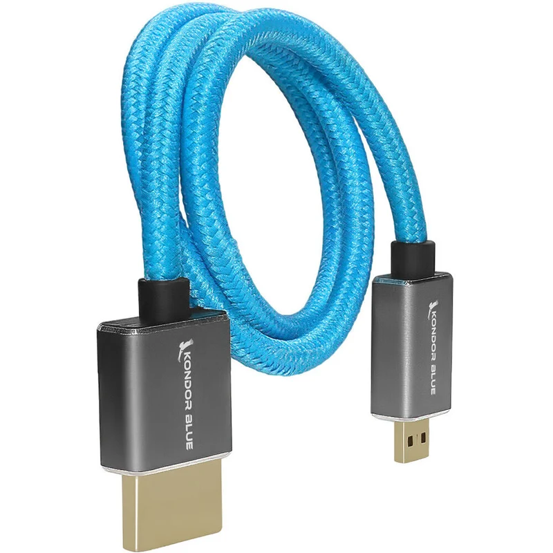 Kondor Blue Micro HDMI to Full HDMI 16" Straight Cable Braided (Kondor Blue)