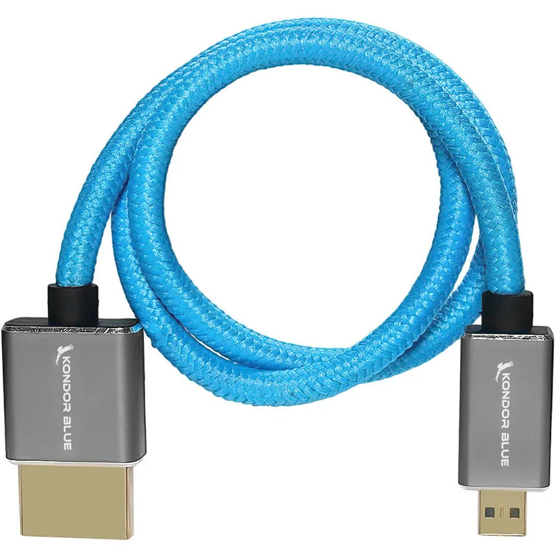 Kondor Blue Micro HDMI to Full HDMI 16" Straight Cable Braided (Kondor Blue)