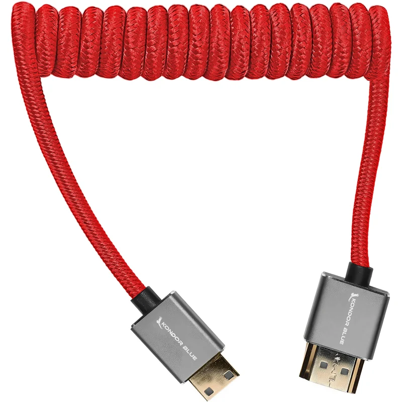 Kondor Blue Coiled Mini HDMI to Full HDMI (12-24") (Cardinal Red)