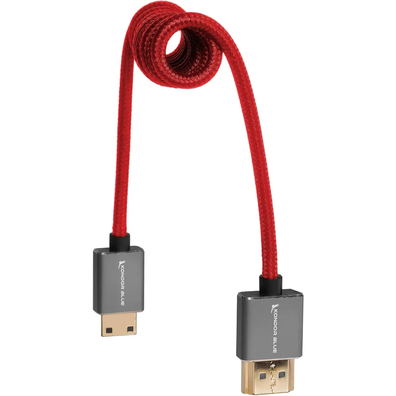 Kondor Blue Coiled Mini HDMI to Full HDMI (12-24") (Cardinal Red)
