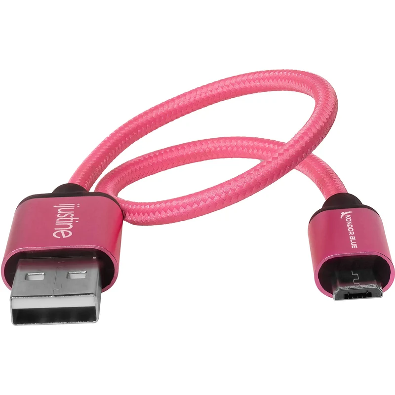 Kondor Blue iJustine Pink USB A to Micro USB Fast Charging Data Cable (30")