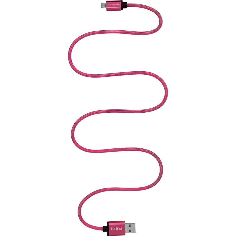 Kondor Blue iJustine Pink USB A to Micro USB Fast Charging Data Cable (30")
