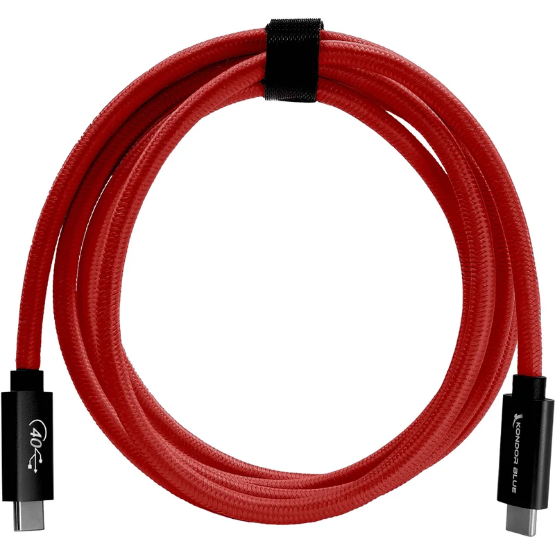 Kondor Blue THUNDERBOLT 4 USB 4.0 TYPE C CABLE BLAZING 40G SPEEDS 5A 100W STRAIGHT 6 FT (Cardinal Red)