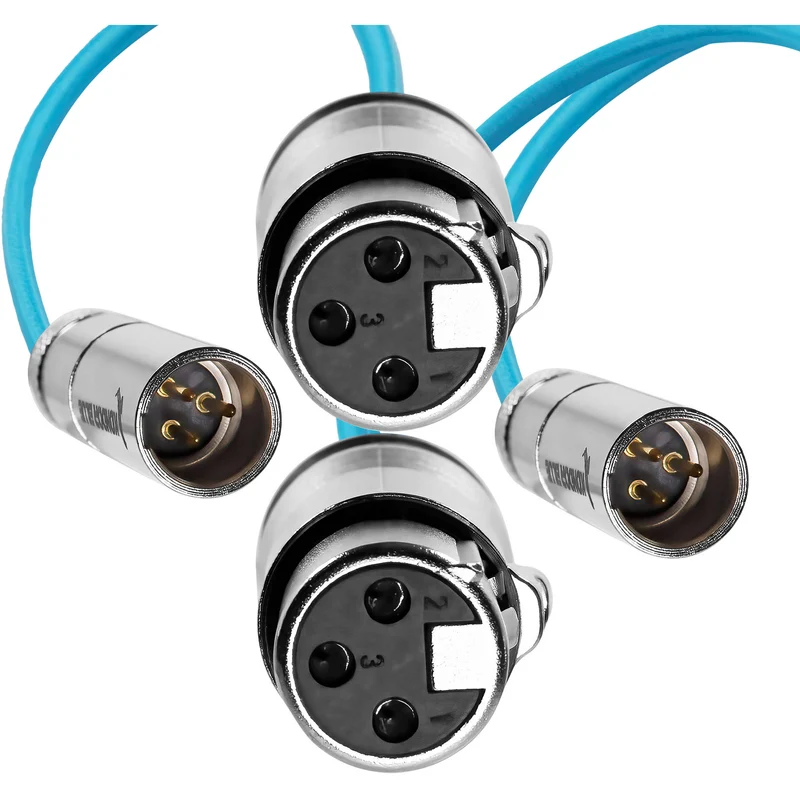 Kondor Blue Mini XLR Male to XLR Female 16" Audio Cable (2 Pack) for BMPCC & C70 (Kondor Blue)