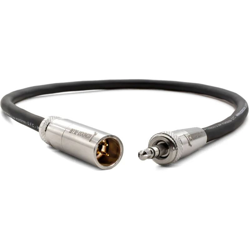 Kondor Blue 12" Mini XLR to 3.5mm TRS Locking Screw Plug for Lavalier/Lapels (Raven Black)