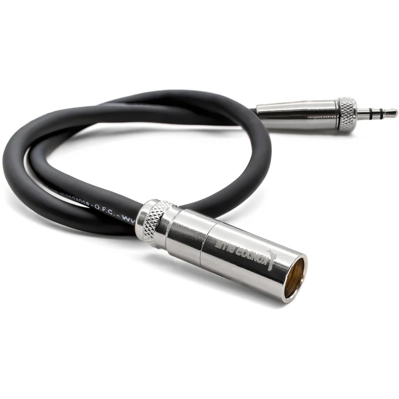 Kondor Blue 12" Mini XLR to 3.5mm TRS Locking Screw Plug for Lavalier/Lapels (Raven Black)