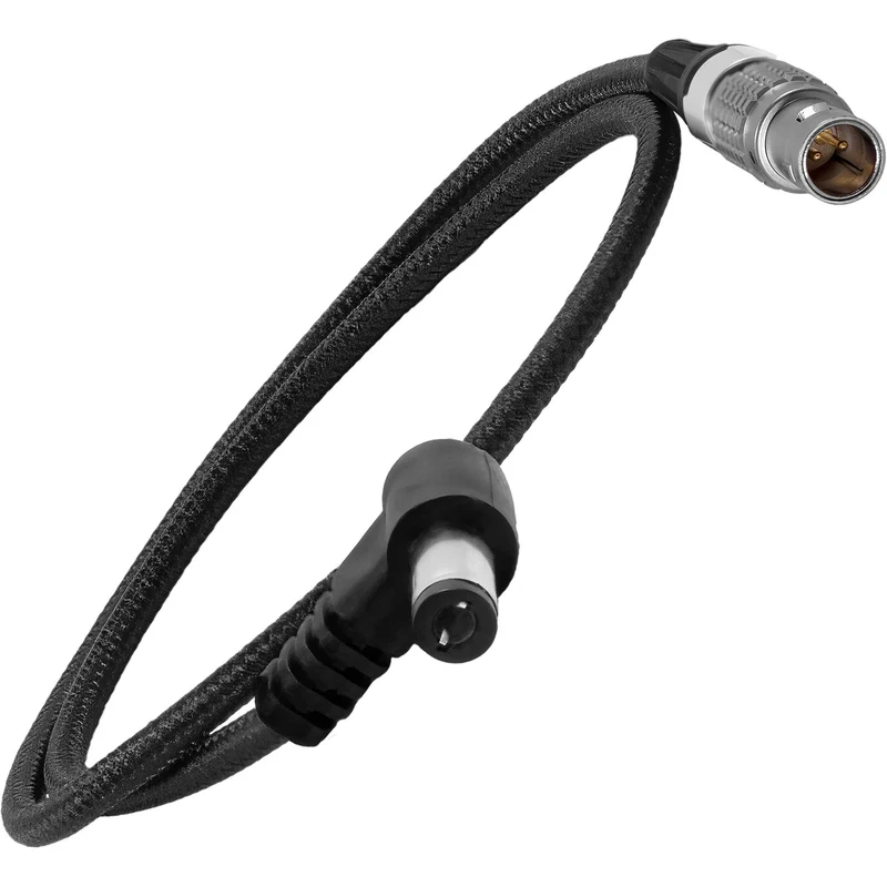 Kondor Blue Right Angle DC Male to LEMO 2 Pin 0B Male Coiled Power Cable for ARRI - Teradek