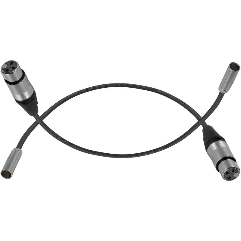 Kondor Blue Mini XLR Male to XLR Female 16" Audio Cable (2 Pack) for BMPCC & C70 (Raven Black)