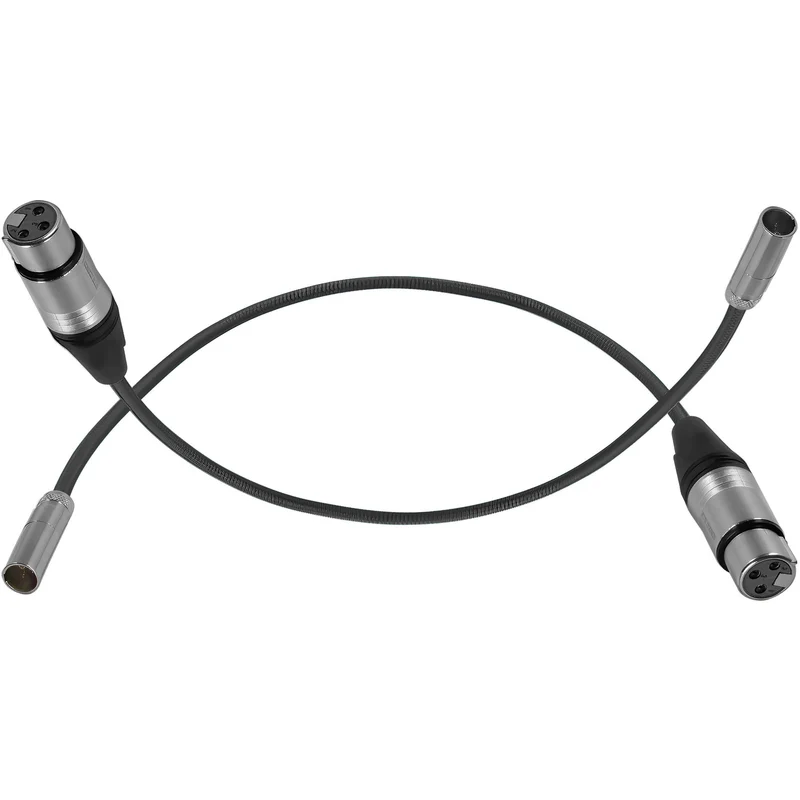 Kondor Blue Mini XLR Male to XLR Female 16" Audio Cable (2 Pack) for BMPCC & C70 (Raven Black)