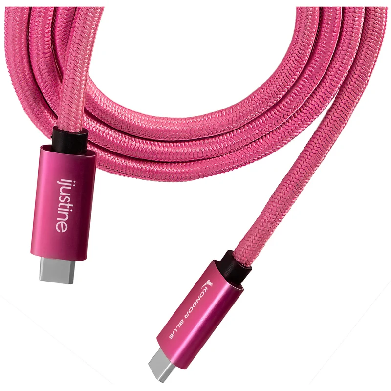 Kondor Blue iJustine Pink Thunderbolt 4 USB 4.0 Type C 8K Cable Blazing 40G Speeds 240W
