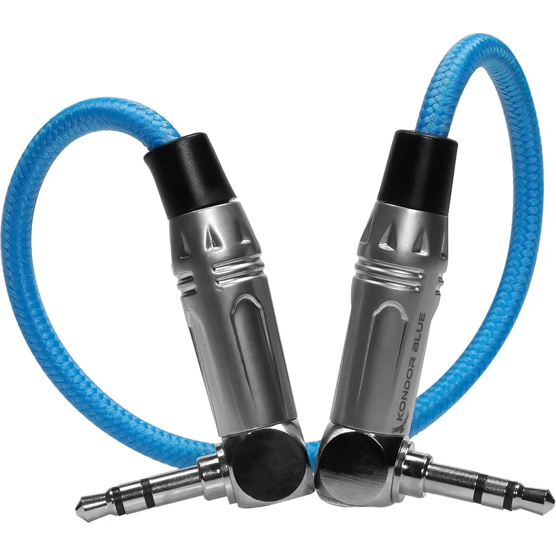 Kondor Blue 10" 3.5MM TO 3.5MM RIGHT ANGLE TIME CODE AUDIO CABLE