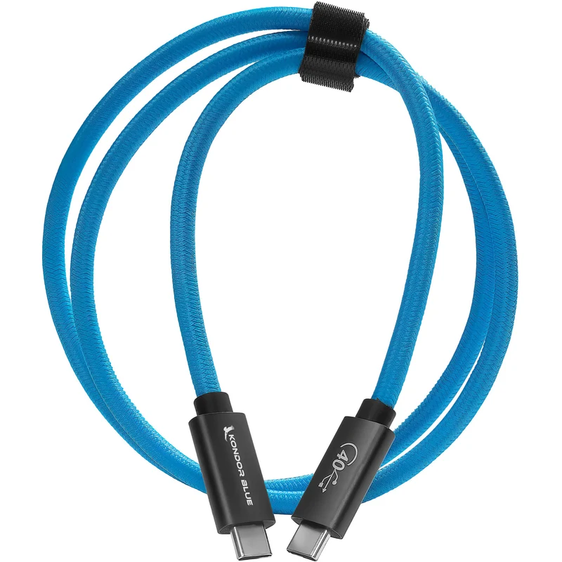 Kondor Blue THUNDERBOLT 4 USB 4.0 TYPE C CABLE BLAZING 40G SPEEDS 5A 100W STRAIGHT 3 FT