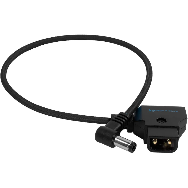 Kondor Blue 15" D-Tap to DC Right Angle Straight Cable (5.5 x 2.5mm) (Canon C70/Atomos) (Raven Black)