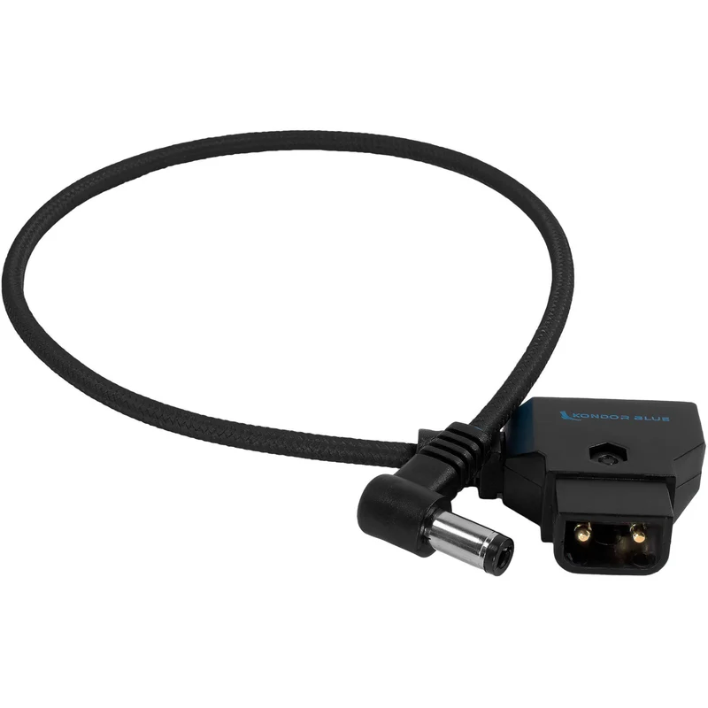 Kondor Blue 15" D-Tap to DC Right Angle Straight Cable (5.5 x 2.5mm) (Canon C70/Atomos) (Raven Black)