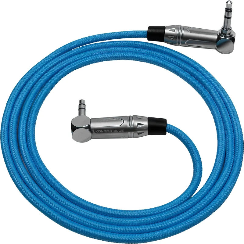 Kondor Blue 48" 3.5mm Right Angle TRS Stereo Audio Cable (48" Straight)