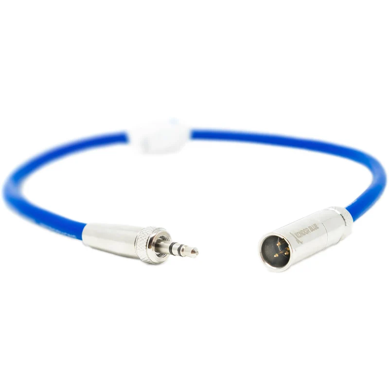 Kondor Blue 12" Mini XLR to 3.5mm TRS Locking Screw Plug for Lavalier/Lapels (Kondor Blue)