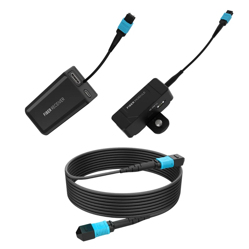 Kondor Blue Fletch Fiber System for HDMI (1 Kit: Fiber TX & RX Modules) (50 Feet) / (Raven Black)