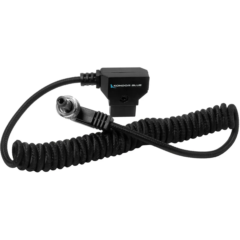 Kondor Blue Coiled D-Tap to Locking DC 2.5mm Right Angle Cable (Amaran)(Raven Black)
