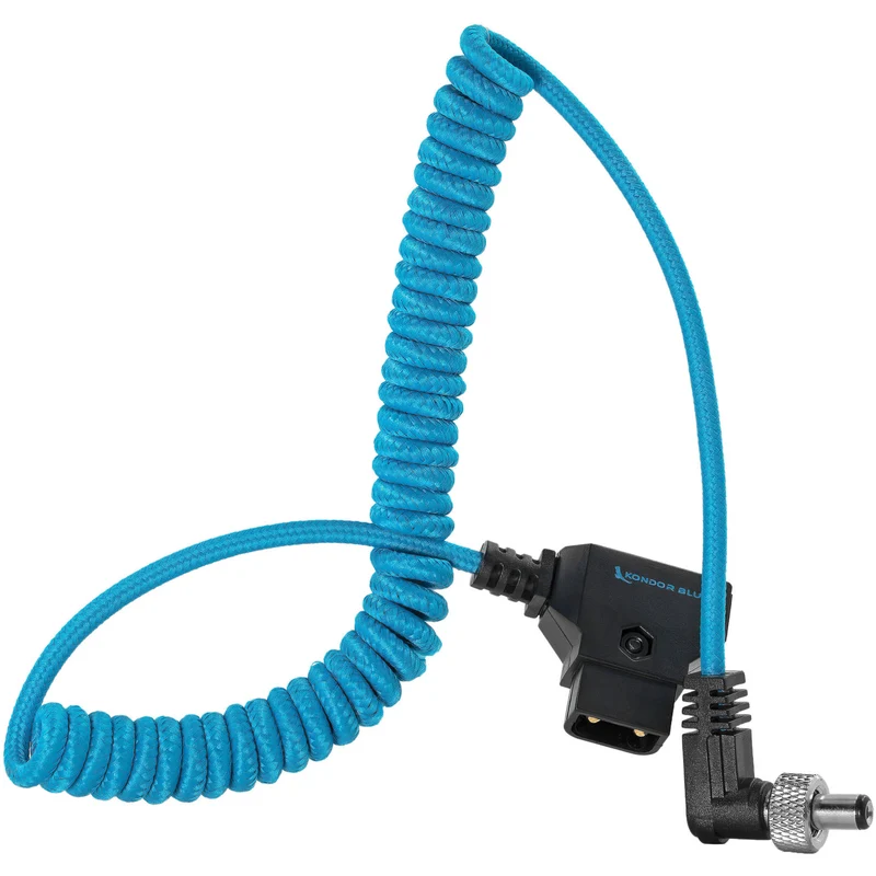 Kondor Blue Coiled D-Tap to Locking DC 2.5mm Right Angle Cable (Amaran)(Kondor Blue)