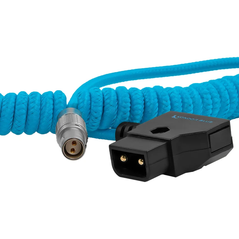 Kondor Blue Coiled D-Tap to Female Lemo 2 Pin For RED Komodo
