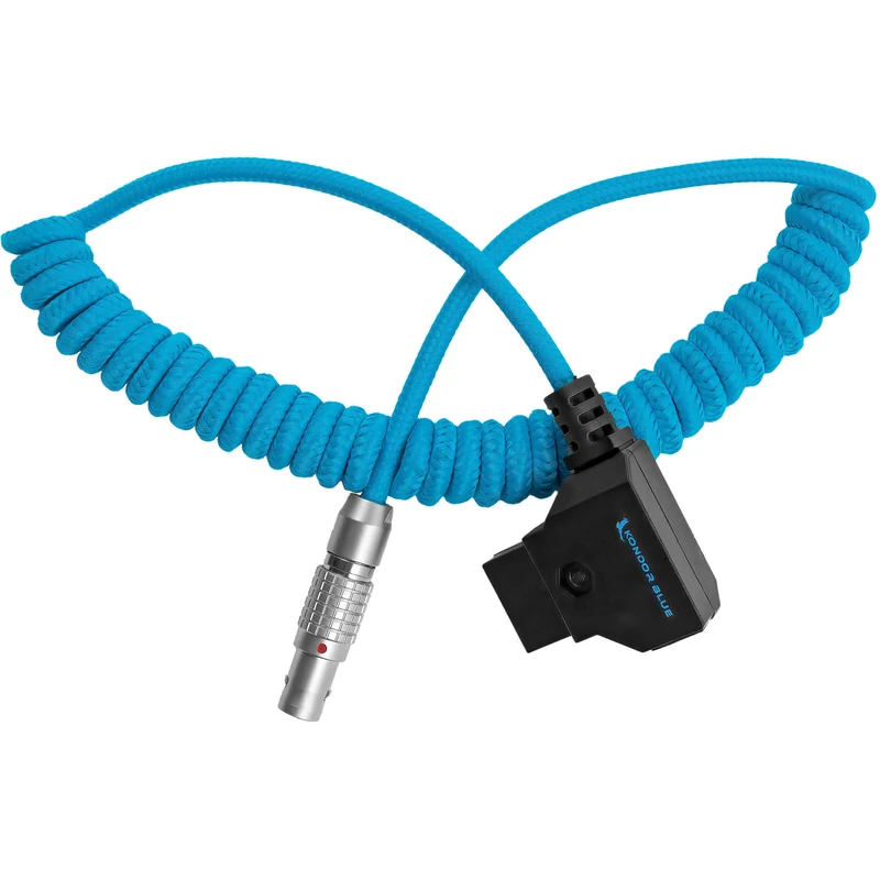 Kondor Blue Coiled D-Tap to Female Lemo 2 Pin For RED Komodo