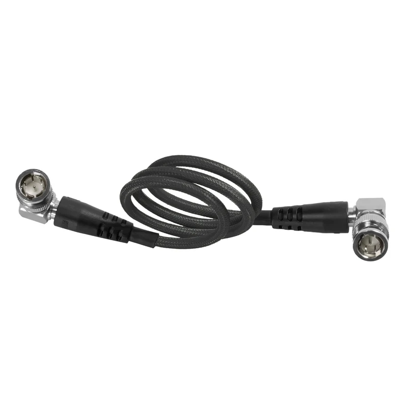 Kondor Blue 18" 12G SDI Straight to Right Angle Cable for 4K 60p Camera Monitors and Transmitters (Raven Black)