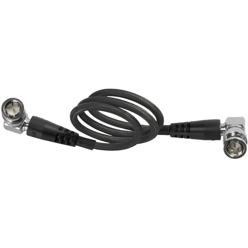 Kondor Blue 18" 12G SDI Straight to Right Angle Cable for 4K 60p Camera Monitors and Transmitters (Raven Black)