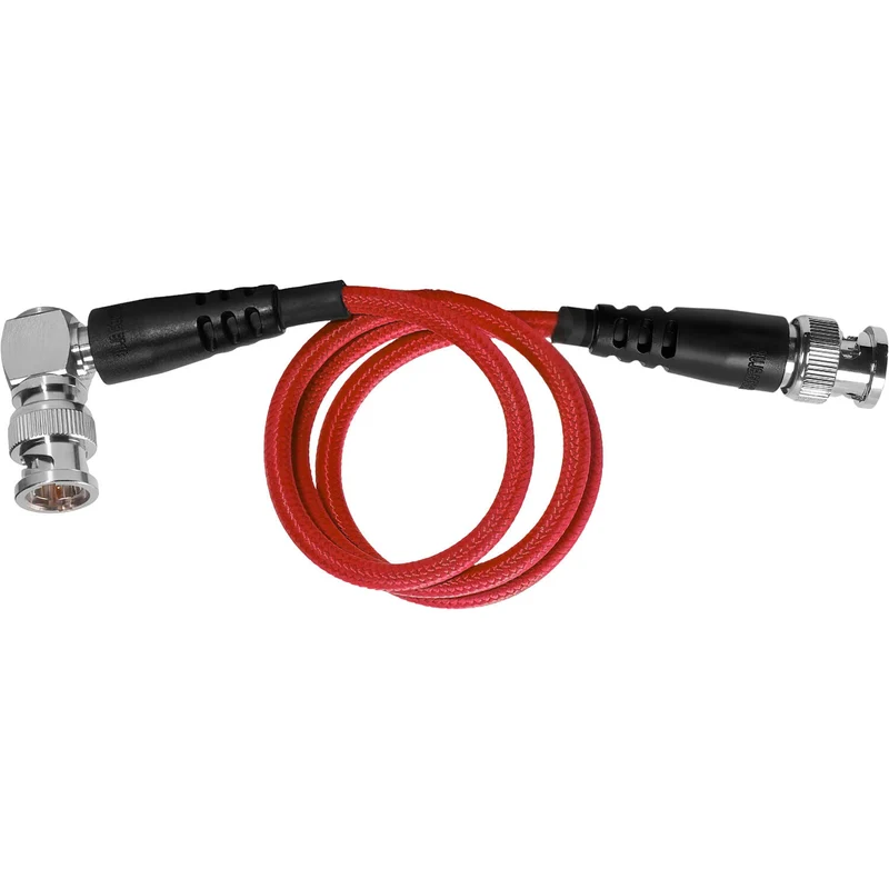 Kondor Blue 20" 12G SDI Straight to Right Angle Cable for 4K 60p Camera Monitors and Transmitters (Cardinal Red)