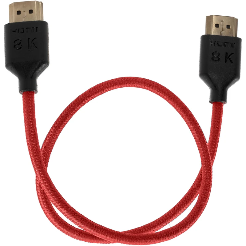 Kondor Blue 8K HDMI 2.1 17" Braided Cable for on Camera Monitors (Cardinal Red)