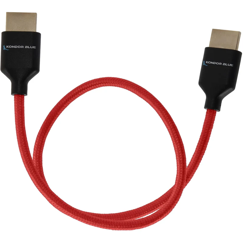 Kondor Blue 8K HDMI 2.1 17" Braided Cable for on Camera Monitors (Cardinal Red)