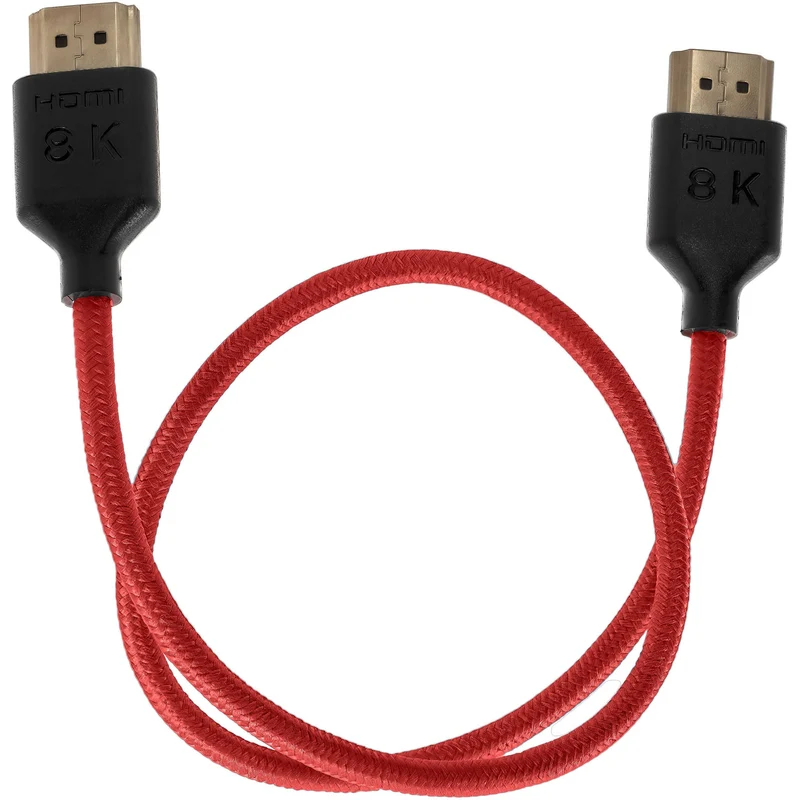 Kondor Blue 8K HDMI 2.1 17" Braided Cable for on Camera Monitors (Cardinal Red)