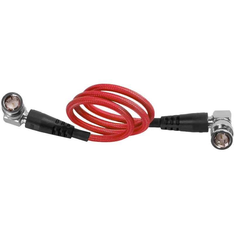 Kondor Blue 18" 12G SDI Straight to Right Angle Cable for 4K 60p Camera Monitors and Transmitters (Cardinal Red)